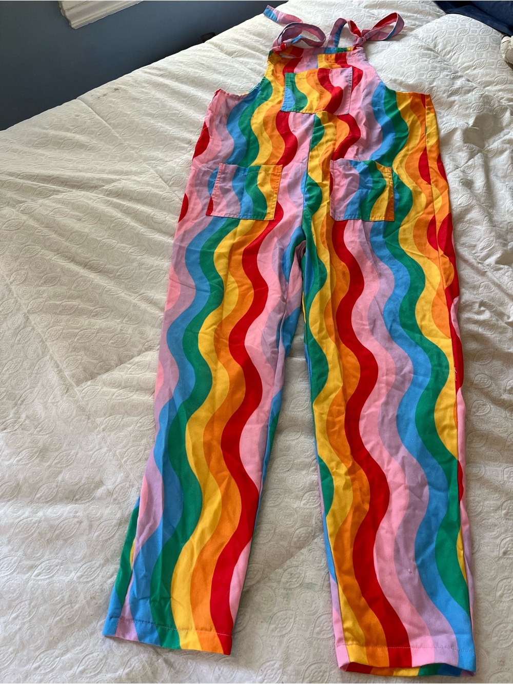 Rainbow Wave Overalls - Multicolor size medium